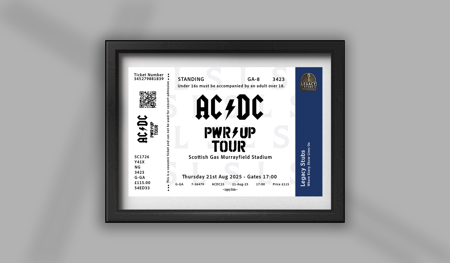 ACDC UK 2025 Tour Souvenir Ticket