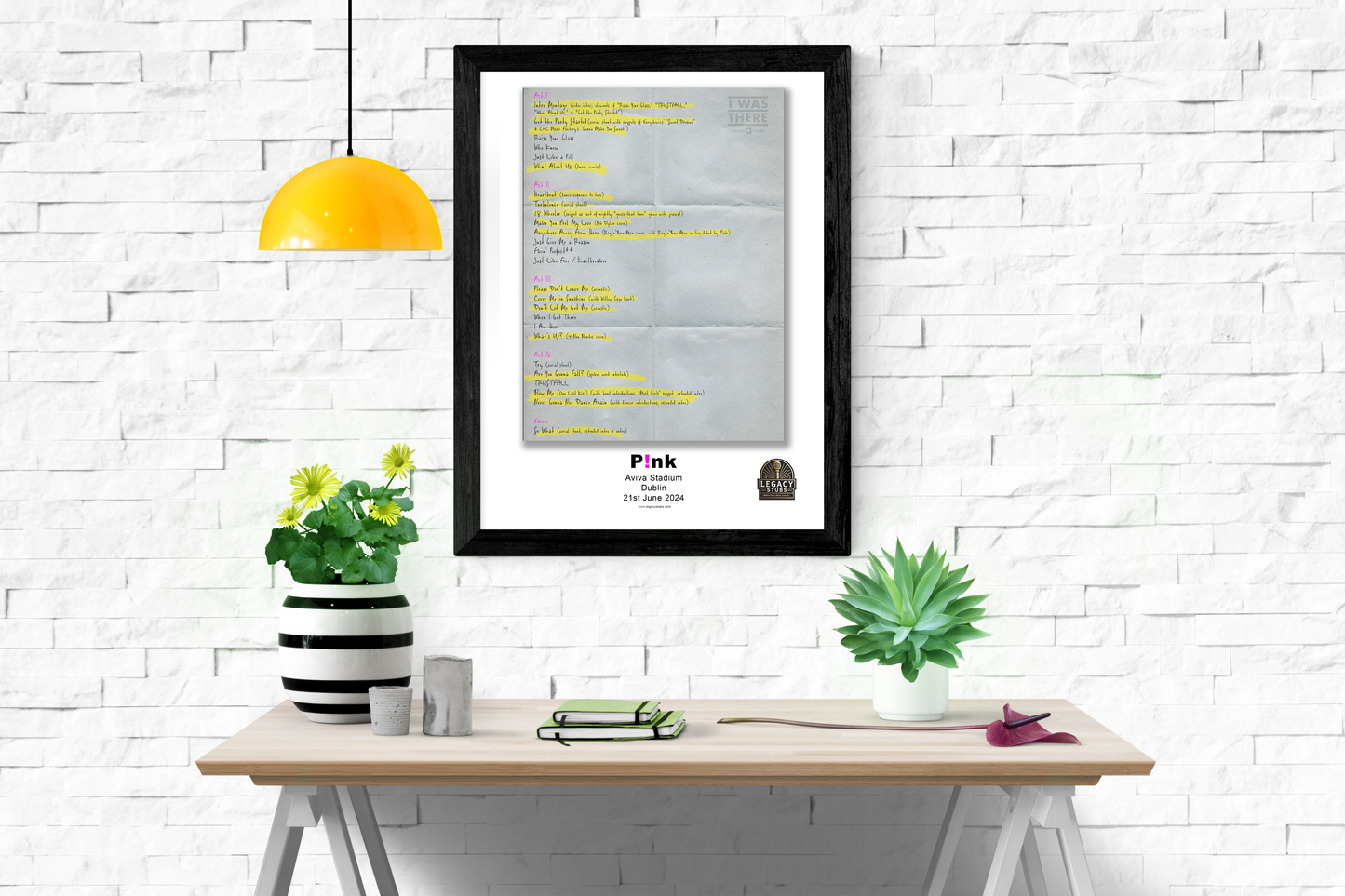 Pink Aviva Stadium Dublin 21st June 2024 Replica Setlist