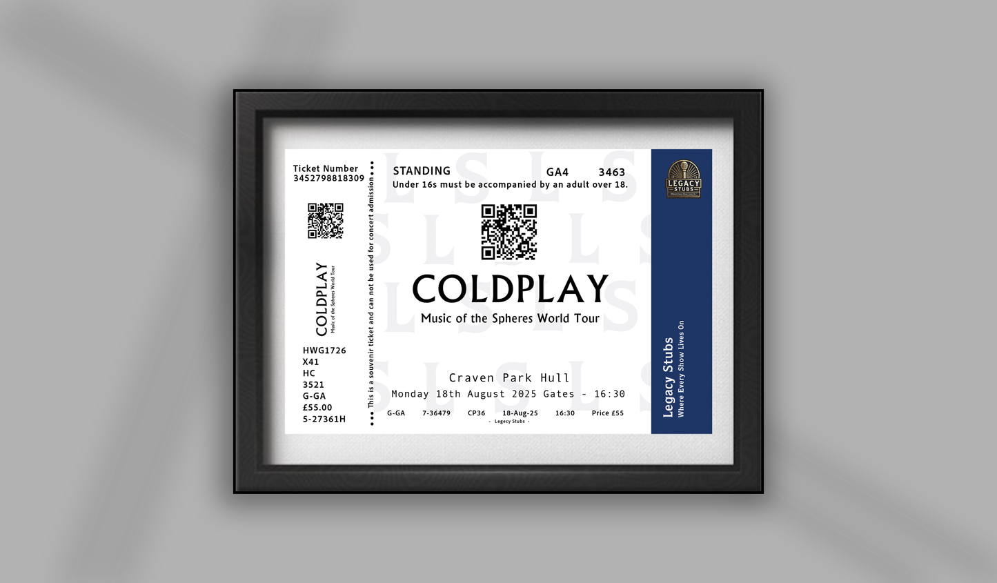 Coldplay Souvenir Ticket