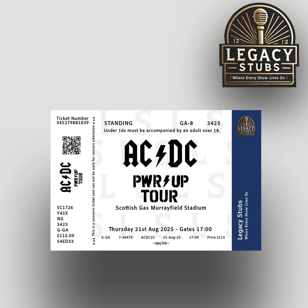 ACDC UK 2025 Tour Souvenir Ticket – Legacy Stubs